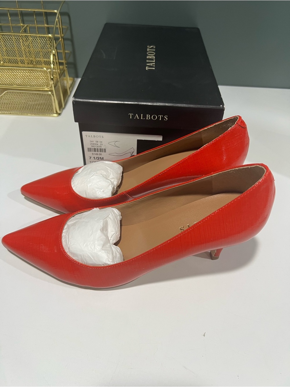 Talbots Red Patent Mable Pointed-Toe Pumps - Picture 3 of 6